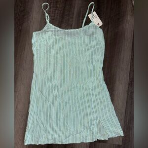 Billabong Mint Green and White Striped Mini Summer Dress size Medium